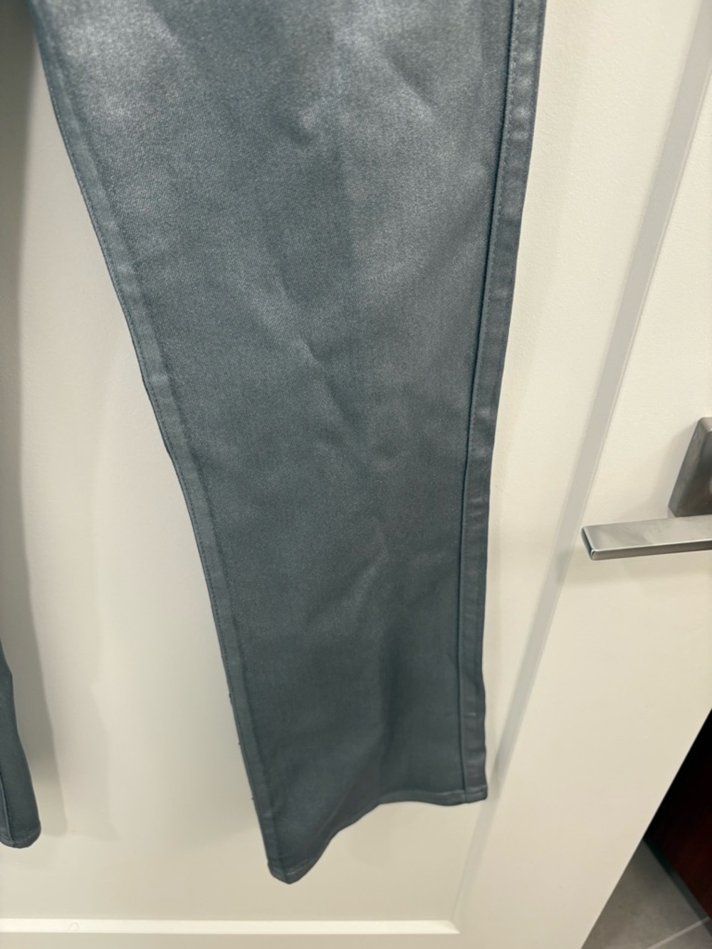 PAIGE Claudine High Waist Bootcut Jeans in Silver Shimmer Luxe Coating Size 25 - Picture 6 of 12